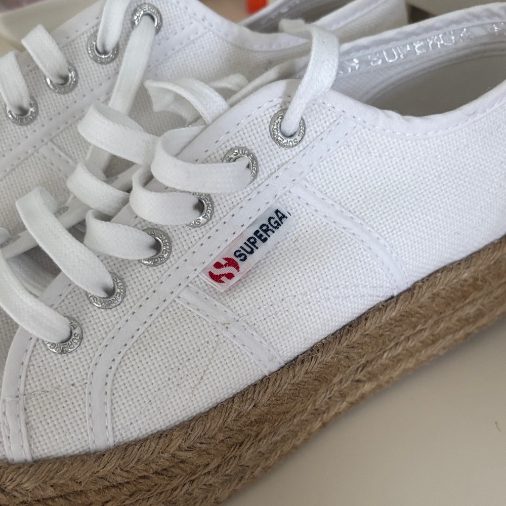 Superga Women's White platform Espadrille Sneakers - Picture 4 of 5